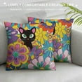 thumbnail image 3 of HENGT Groovy Flowers Throw Pillow Cover,Colorful Flowers Rainbow Geometric Wave Stripes Cushion Cover for Camper Office,Retro Garden Botanical Blossom Pillowcase Outdoor Pillow Cover Single, 3 of 5