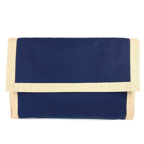 Pre-Owned HERMES Tapidsel Big Oversized Pouch Flap Clutch Bag Cotton Unisex Navy (Good)