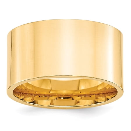 Real 14kt Yellow Gold 12mm Standard Flat Comfort Fit Band Size 4.5; for Adults and Teens; for Women and Men