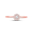 thumbnail image 2 of Solid 10k Rose Gold Round Diamond Halo Solitaire Bridal Engagement Wedding Anniversary Ring Band 1/5 Ct. - Size 6.5, 2 of 5