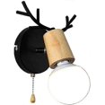 thumbnail image 1 of Nordic Modern Design Deer Antlers Shape Wooden Wall Sconce with Pull Chain Switch E27,Black,No Bulb, 1 of 5