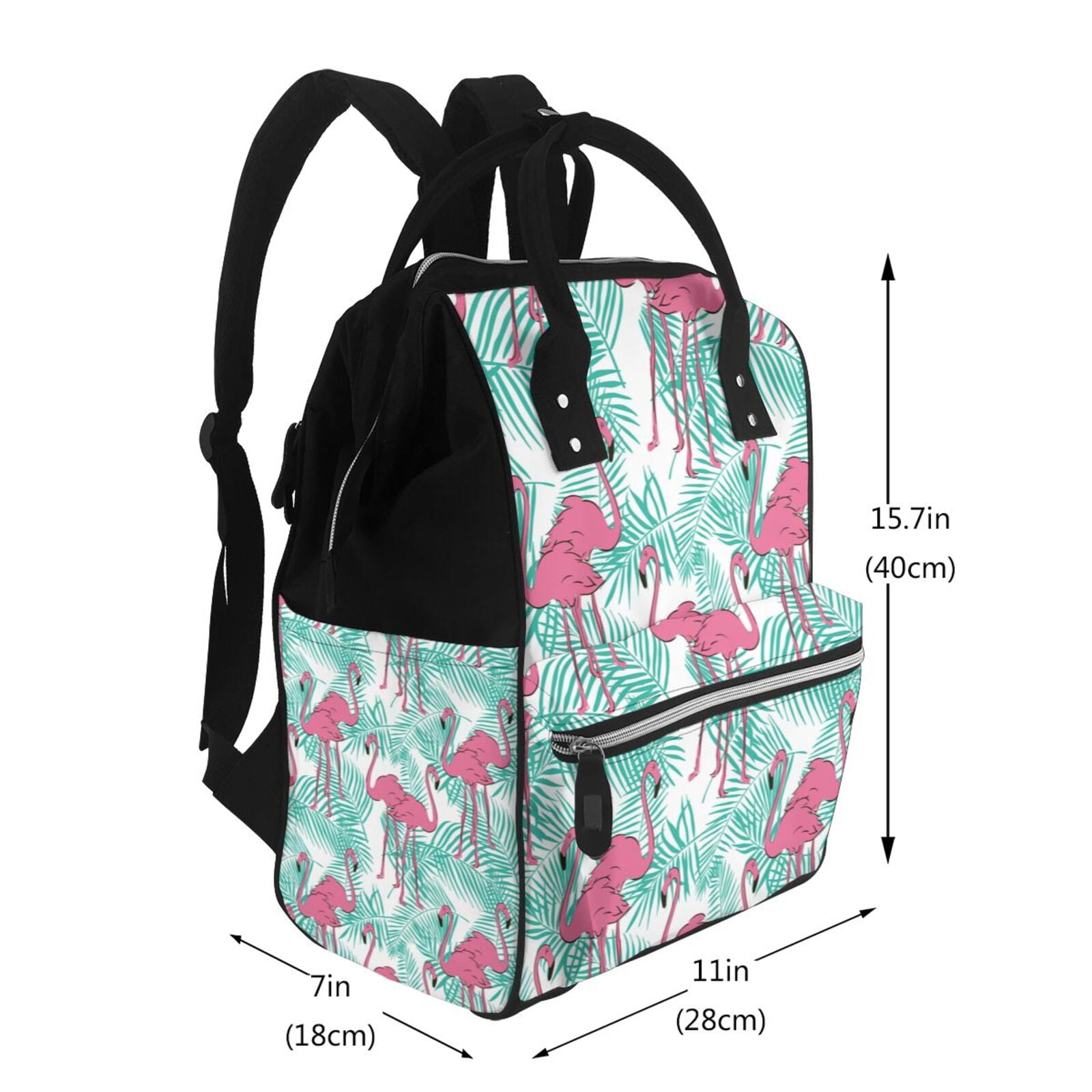 Ratiio Flamingo Mummy Backpack - Waterproof Twill Canvas, Large Capacity Diaper Bag with Multiple Pockets and Adjustable Straps