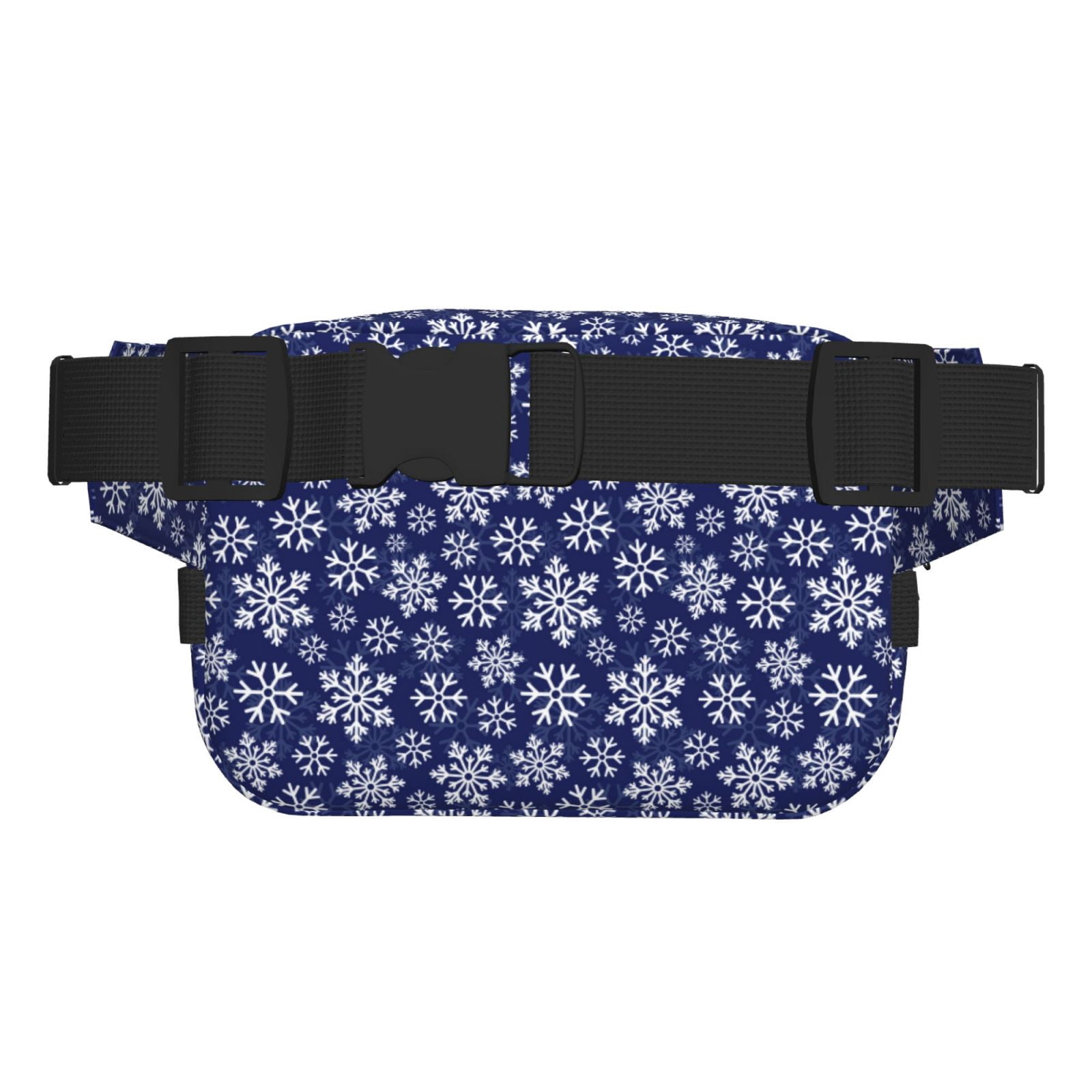 Picia Snowflakes On Dark Blue Print Square Double-Layer Waist Bag Mini Adjustable Waist Belt Bag Exercise Running Travel Hiking