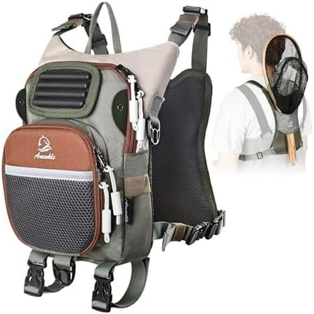 Fly Fishing Chest Pack Outdoor Waterproof fishing Tackle Chest Bag with Multiple Compartments Small Wade fishing Can accommodate multiple fishing equipment/flying boxes