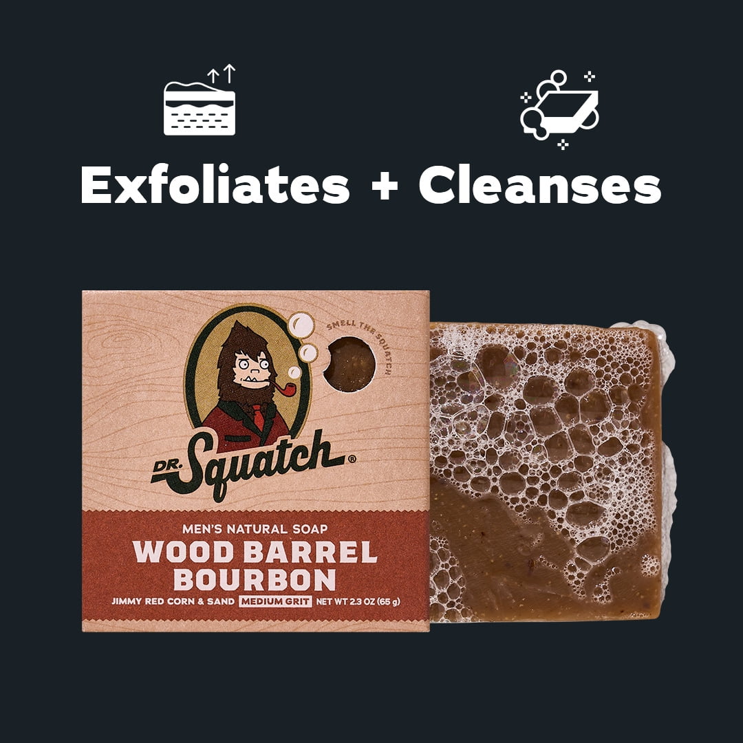 Dr. Squatch Men's Mini Bar Soap, Travel Size Natural Bar Soap for Men, Wood Barrel Bourbon, 2.3 oz