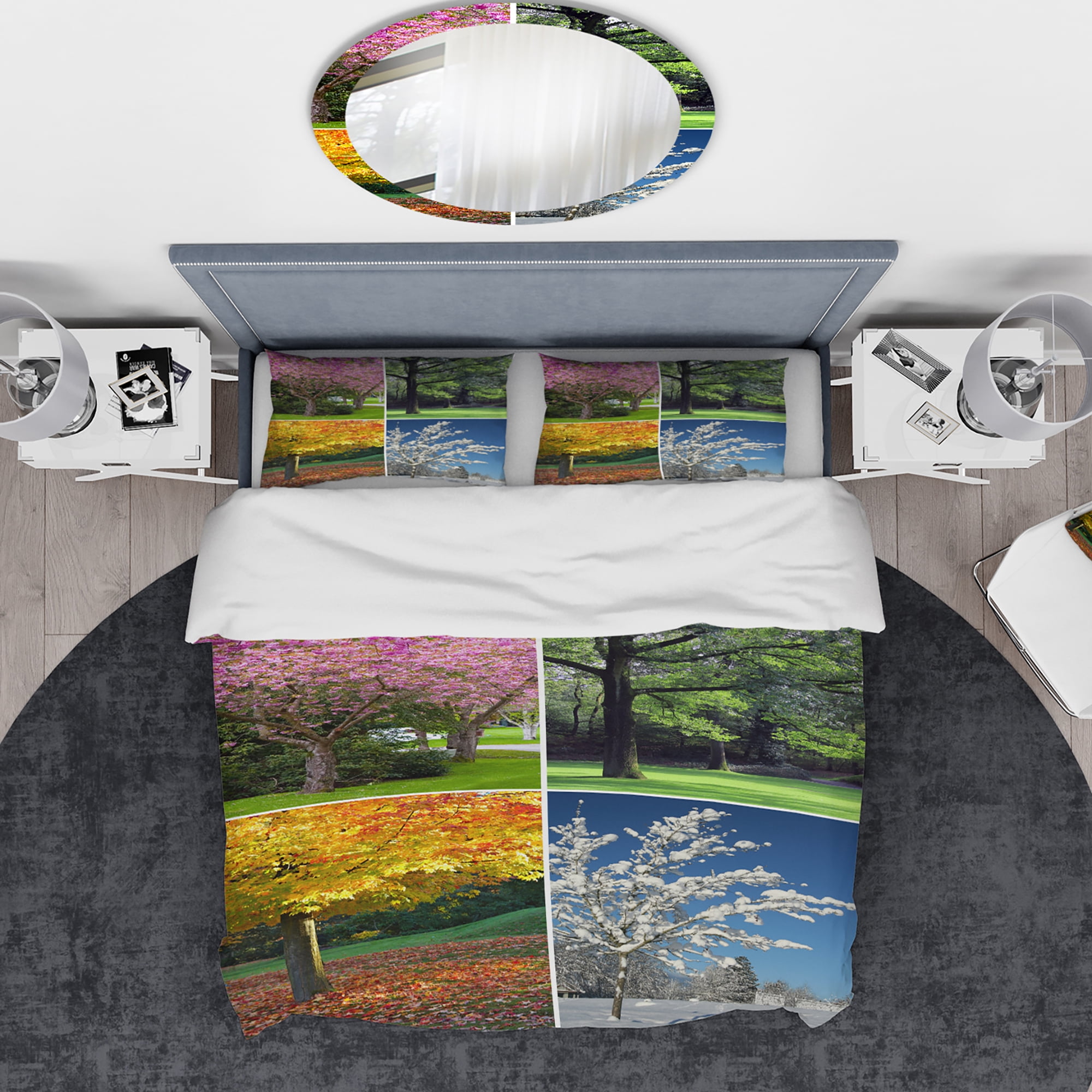 Designart 'Four Seasons Trees Collage' Traditional Duvet Cover Set