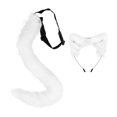 thumbnail image 4 of Conjunto de orejas y cola de piel sintética, accesorios para disfraz de cosplay, tocados, orejas de animal, pelo Blanco, 4 of 9