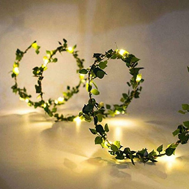 4M 40 LED Flor Hoja Verde Cadena de Luces de Ratán, Hoja de Alambre de Cobre Hada LED Cadena de Luces para Decoración de Dormitorio de Fiesta de Boda