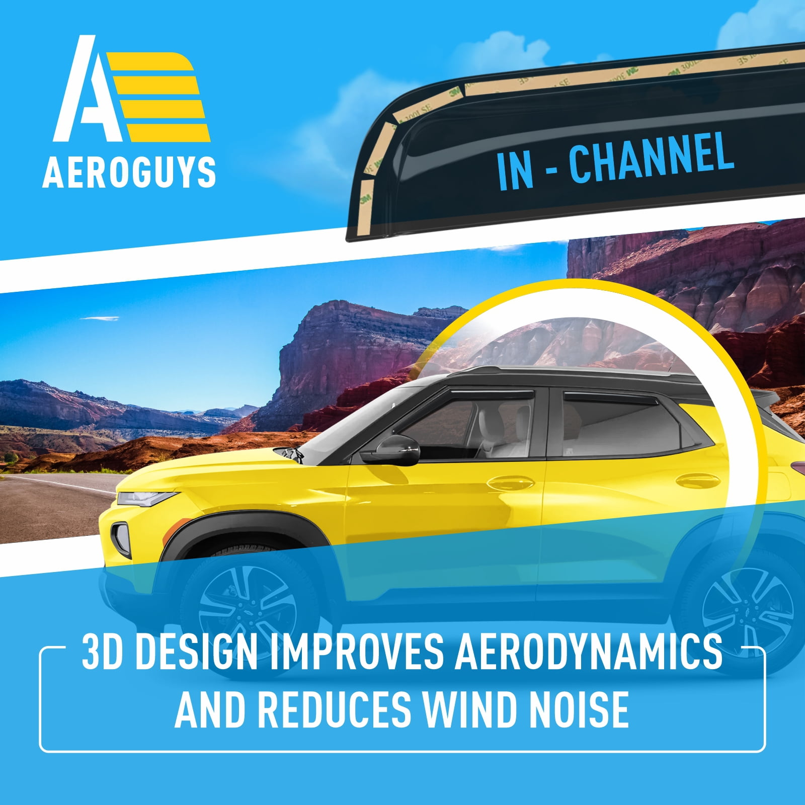 AEROGUYS In-Channel Window Deflectors Extra Durable Window Visors Rain Guards Fit for Chevrolet (Chevy) Trailblazer 2021-2026, Sun Visors, Wind Vent Visors, Car Accessories - 4 pcs. AG0644