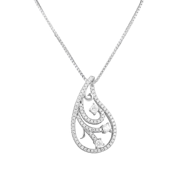 SilverCloseOut Sterling Silver CZ Filigree Slider Charm Necklace