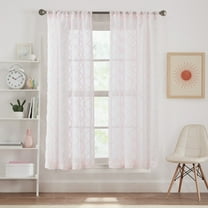 Your Zone Diamond Clip Sheer Single Curtain Panel, Pink Starlight, 38"W x 54"L