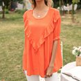 thumbnail image 3 of Camiseta de mujer Manga corta Cuello redondo Camisa con volantes Top suelto de verano, Naranja, L Speravity AP001237-15, 3 of 7