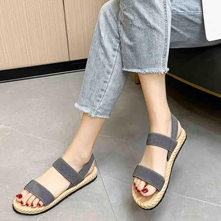 

Homadles Women s Slippers- in Store Beach Flats Roman on Clearance Casual Sandals Shoes Gray Size 7