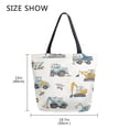 thumbnail image 5 of Open Top Canvas Tote Bag with Zipper Reusable Shopping Bag 13.5x15" Roomy Carryall Engineering Vehicle Pattern, 5 of 9