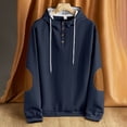 thumbnail image 4 of IWRICH Waffle Hoodie for Men Long Sleeve Casual Breathable Hooded Sweatshirts Loose Fit Lightweight Cozy Pullover Tops Navy S, 4 of 5