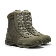 NORTIV 8 Men's Military Tactical Work Boots Side Zipper Leather Motorcycle Combat Boots Trooper(6-8 Inches)
