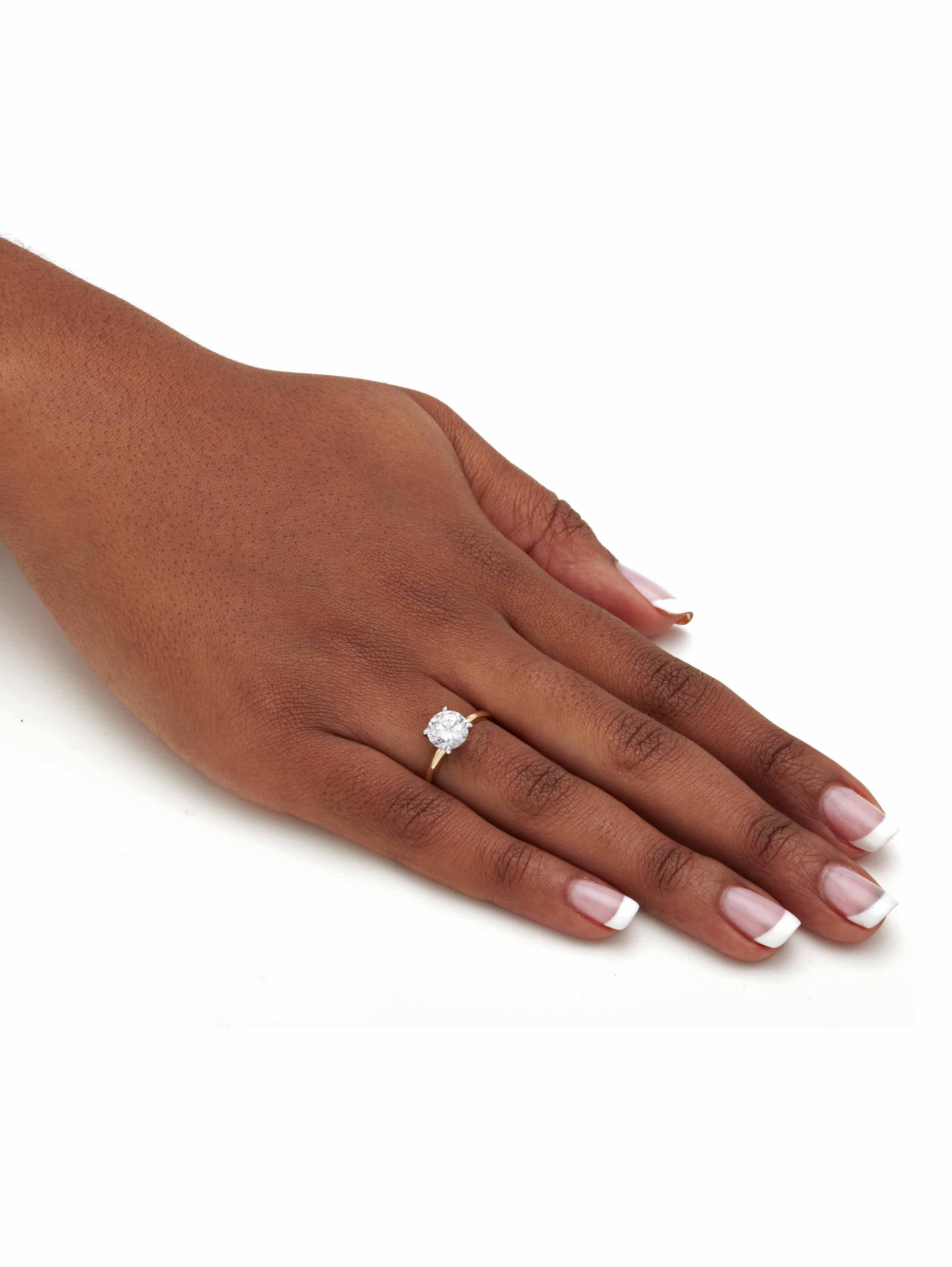 PalmBeach Jewelry Solitaire Round Cubic Zirconia Engagement Ring 2 ct, 18K Gold-Plated
