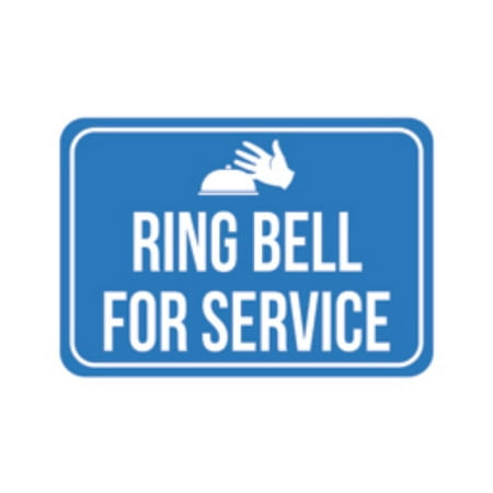 Store Card Customer Service Ring Bell For Service Print Blue White Poster Hand Picture Symbol Business Office Store Cashier Customer Notice Sign ()