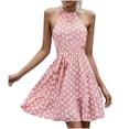 thumbnail image 2 of CEHVOM Robe d'Été Décontractée pour Femme Sans Manches à Col Licou à Pois Robe Ajustée, 2 of 6