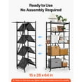 thumbnail image 2 of VEVOR 5-Tier Foldable Storage Shelf, 28W x 15D x 64H Inch Folding Metal Rack Shelving Unit, No Assembly Organizer Shelf with 5 Wheels & 4 Hooks for Pantry, Kitchen, Garage, Basement, Black, 2 of 9