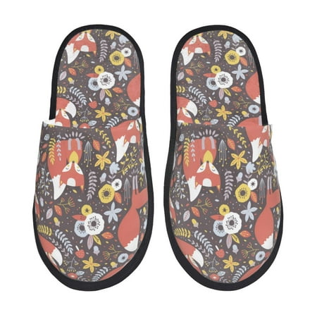 Balery Foxes Slient Indoor Furry Fleece Comfort House Shoes Soft Non-Slip Home Shoes Cotton slippers House Slippers-- Medium
