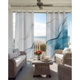 thumbnail image 4 of Marble Blue Blackout Curtains, Light Blocking Print Window Curtains, Gold White Modern Gradient Ocean Wavy Ripple Thermal Insulated Window Drapes for Living Room 2 Panels, 84"W x 84"L, 4 of 9