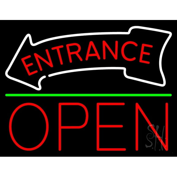 Entrance Open LED Neon Sign 24 x 31 - inches, Clear Edge Cut Acrylic Backing, with Dimmer - Bright and Premium built indoor LED Neon Sign for Bar decor.
