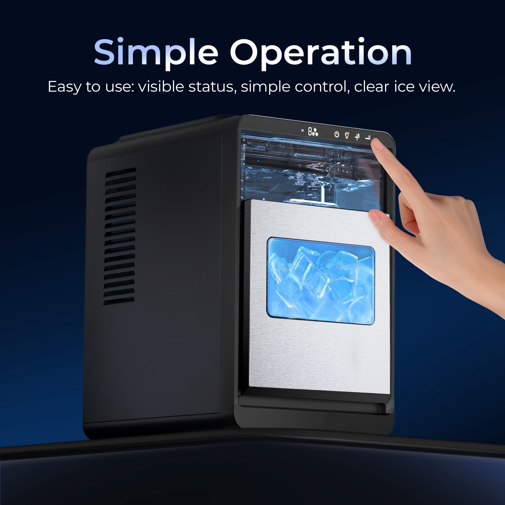 Simzlife Crescent Ice Makers Countertop, 35.9Lbs/24H, 16Pcs in 12Mins, Auto Deep Cleaning, Timer, Portable Crescent Ice Maker Countertop with Crystal-Clear Ice Cubes for Home/Office/Party