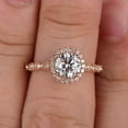 thumbnail image 2 of 1.50 Carat Halo Moissanite Diamond Engagement Ring Classic Vintage Art Deco 10k Solid Rose Gold, 2 of 9