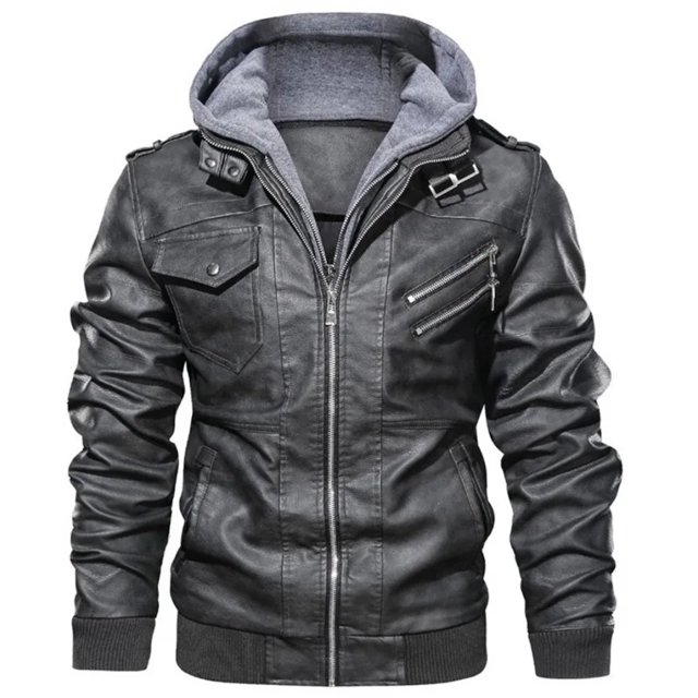 Chaqueta con capucha de cuero PU para hombre, conjunto de 2 piezas, ropa de moda para hombre, estilo europeo, Otoño/Invierno, 2022