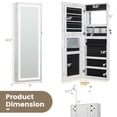 thumbnail image 3 of Giantex 42.5" LED Mirror Jewelry Cabinet, Wall Mounted/Door, Hanging Jewelry Armoire, White, 3 of 6