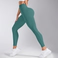 thumbnail image 5 of Duoif Women's High Waisted Yoga Pants Slim Fit Quick Drying Leggings Hip Lifting Texture Fitness Pants Womens Bottoms Light Green L, 5 of 7