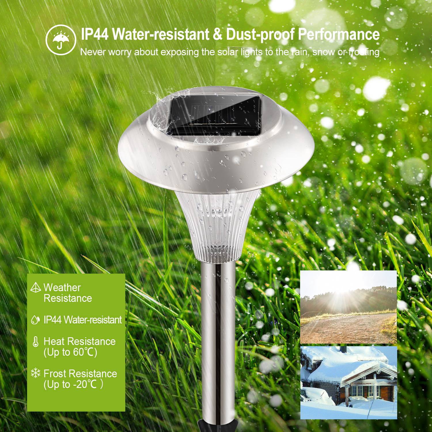 4PCS Solar Powered Color Changing Path Lights, IP44 Waterproof Auto Dusk‑to‑Dawn LED Lights for Garden, Yard, Driveway and Patio Decoration