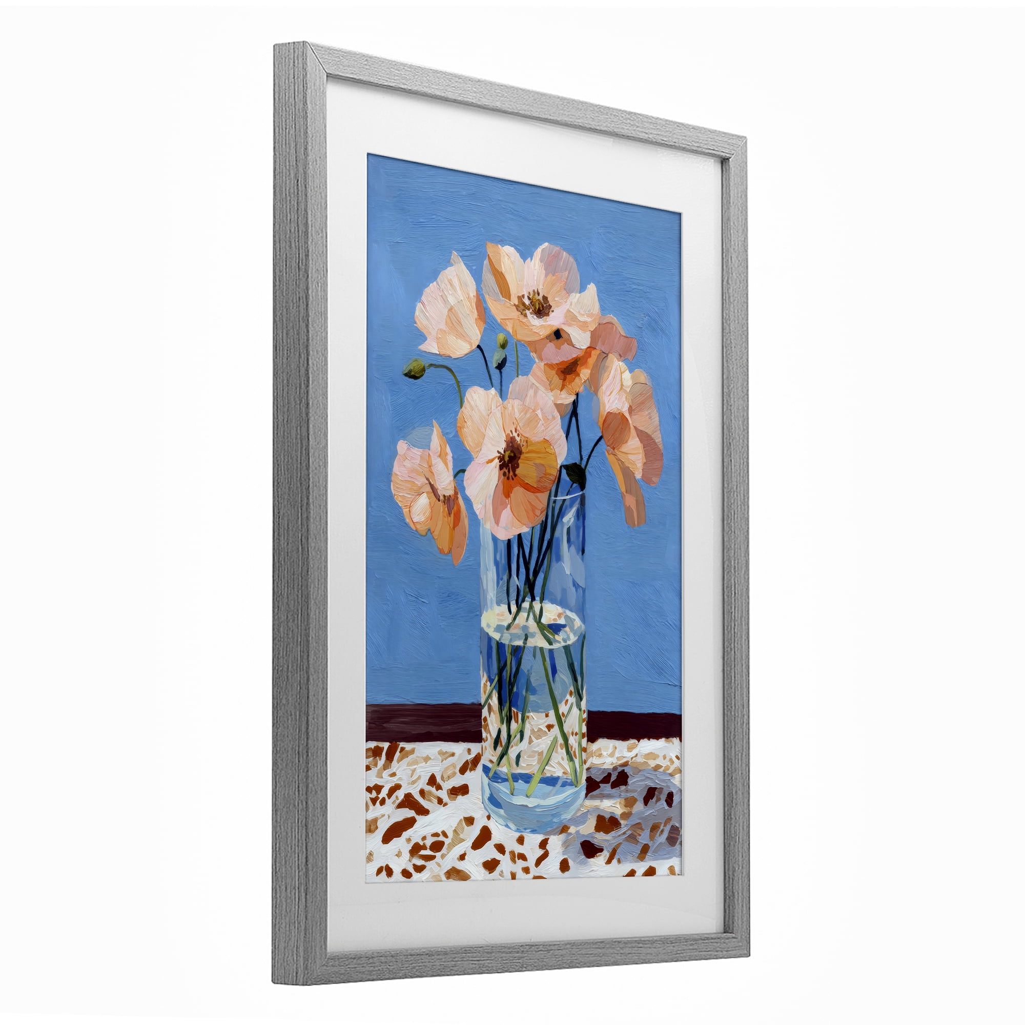 Stupell Industries Bright And Pink Poppies Gray Framed Print Under Glass, design by Petal Prints Design