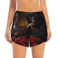 thumbnail image 2 of Pofeuu Elegant Rose Skull Print Women's Athletic Shorts Running Workout Shorts Tummy Control Quick Dry Gym Shorts with Pockets Double layer sports shorts-XX-Large, 2 of 7