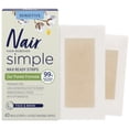 thumbnail image 1 of Nair Simple Wax Strips for Face & Bikini, with Cotton Seed Oil for Sensitive Skin, Dematologically Tested, 40 Wax Strips + 4 Post-Waxing Wipes, 1 of 8