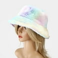 thumbnail image 2 of Lovely Rainbow Color Plush Basin Hat Warm Wild Outdoor Soft Thicken Fall Winter, 2 of 21