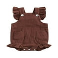 thumbnail image 1 of Baby Girl Summer Jumpsuit Solid Color Double Pockets Ruffled Edge Sleeveless Romper Birthday Gifts, 1 of 7