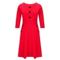 thumbnail image 3 of SCSAlgin Women's Elegant Pencil Dress Office Church Modest Business Wear to Work Crewneck 3/4 Sleeve Knee Length Dress, 3 of 5