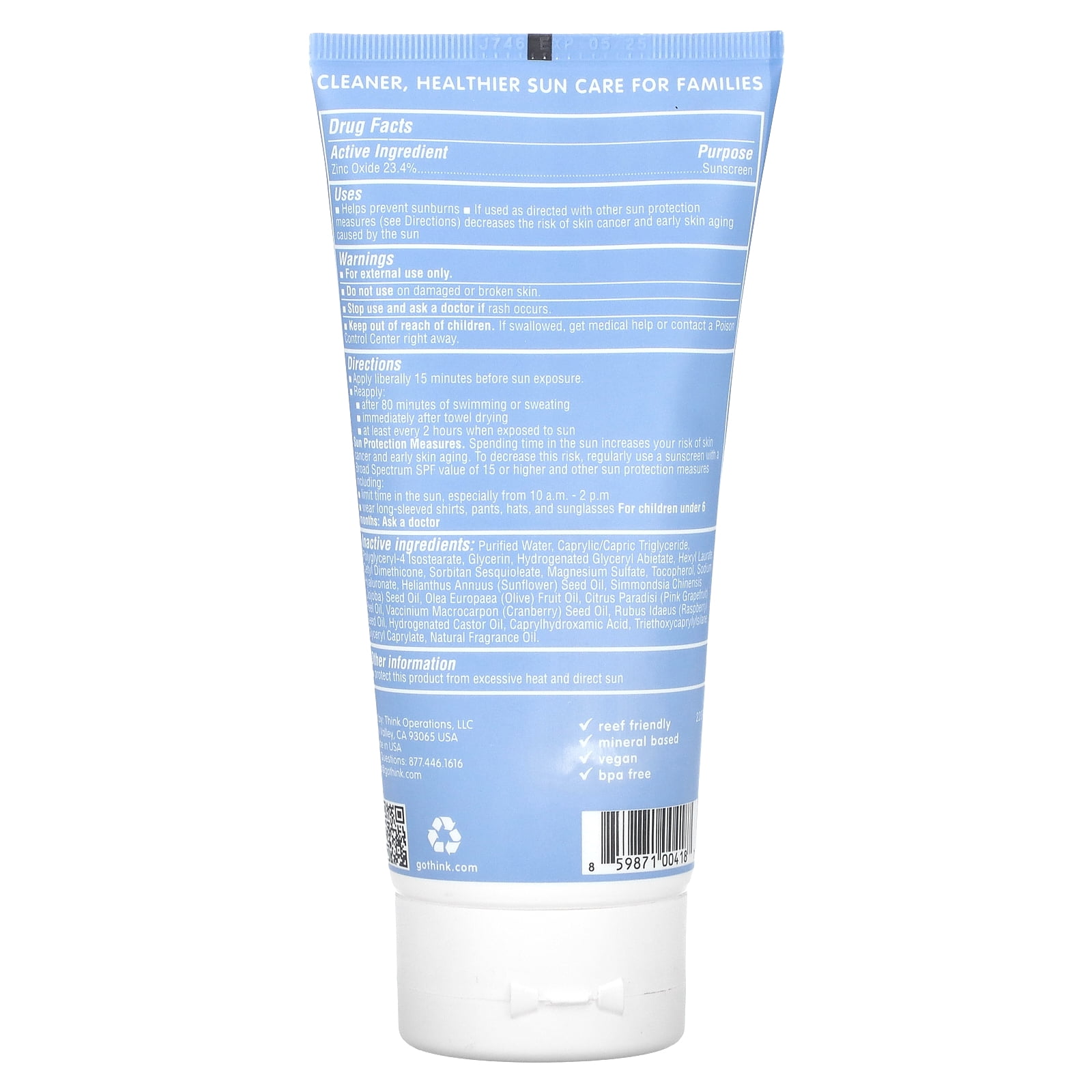 Thinksport Sunscreen SPF 50, 6 Fl Oz