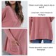 thumbnail image 4 of Blusa informal cómoda con bolsillos de color puro, color rosa cameo, talla S, blusa de cuello redondo y manga larga para mujer, 4 of 5