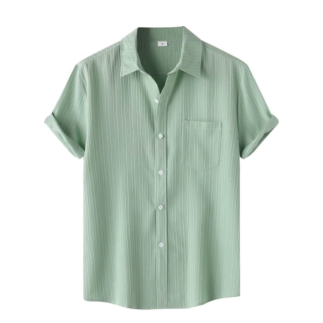 Camisa hawaiana de manga corta con botones para hombre, de poliéster, cuello vuelto, diseño con bolsillos, cómoda para todas las estaciones.