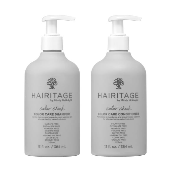 Hairitage Ensemble Shampooing et après-Shampooing Hydratants à Carreaux de Couleur, Protection UV pour Cheveux Colorés, Prévention de la Décoloration, Décoloration, 13oz Chacun (26oz au total)