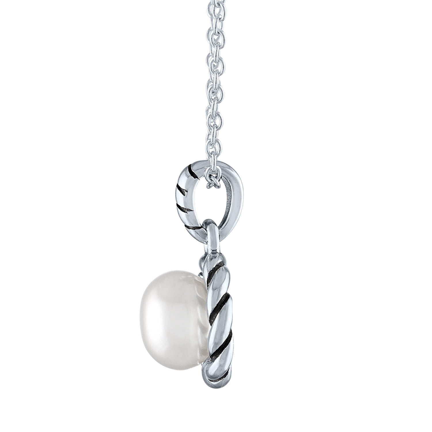 Ladies Brilliance Fine Jewelry Sterling Silver Simulated Pearl Pendant, 18"