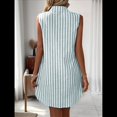 thumbnail image 4 of Vestidos de Verano para Mujer, Cuello en V, Sin Mangas, A Rayas, con Botones, Minivestido Informal Verde M, 4 of 8