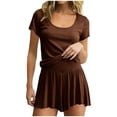 thumbnail image 5 of Antinious Women Solid Crewneck Short Sleeve Sleep Shirts and Shorts Summer Sleepwear Soft Lightweight Pajamas Outfits, 5 of 5