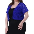 thumbnail image 2 of DARING DIVA Plus Size Bolero Short Sleeve Lace Shrug Cardigan 4X Royal Blue, 2 of 6