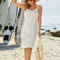 thumbnail image 4 of Vestido de punto para mujer Patrones de trenzado Cuello en V Sin mangas Correa de espagueti Vestido a media pierna de verano, 4 of 8