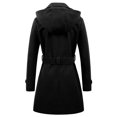 thumbnail image 2 of Chrisuno Womens Peacoats Double Breasted Belted Wool Blend Pea Coat Hood Black L, 2 of 4