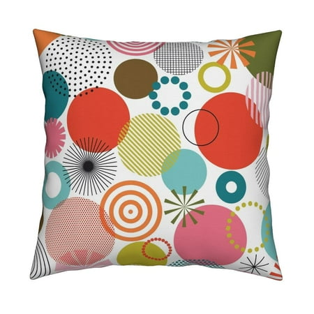 Mod Dot Circles - Circle Mod Poka Dots Graphic Throw Pillow Cover w Optional Insert by Roostery
